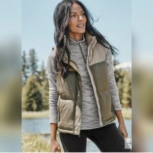 NWT PRANA DOWN HELLEBORE PUFFER VEST SAGE COLORBLOCK XL